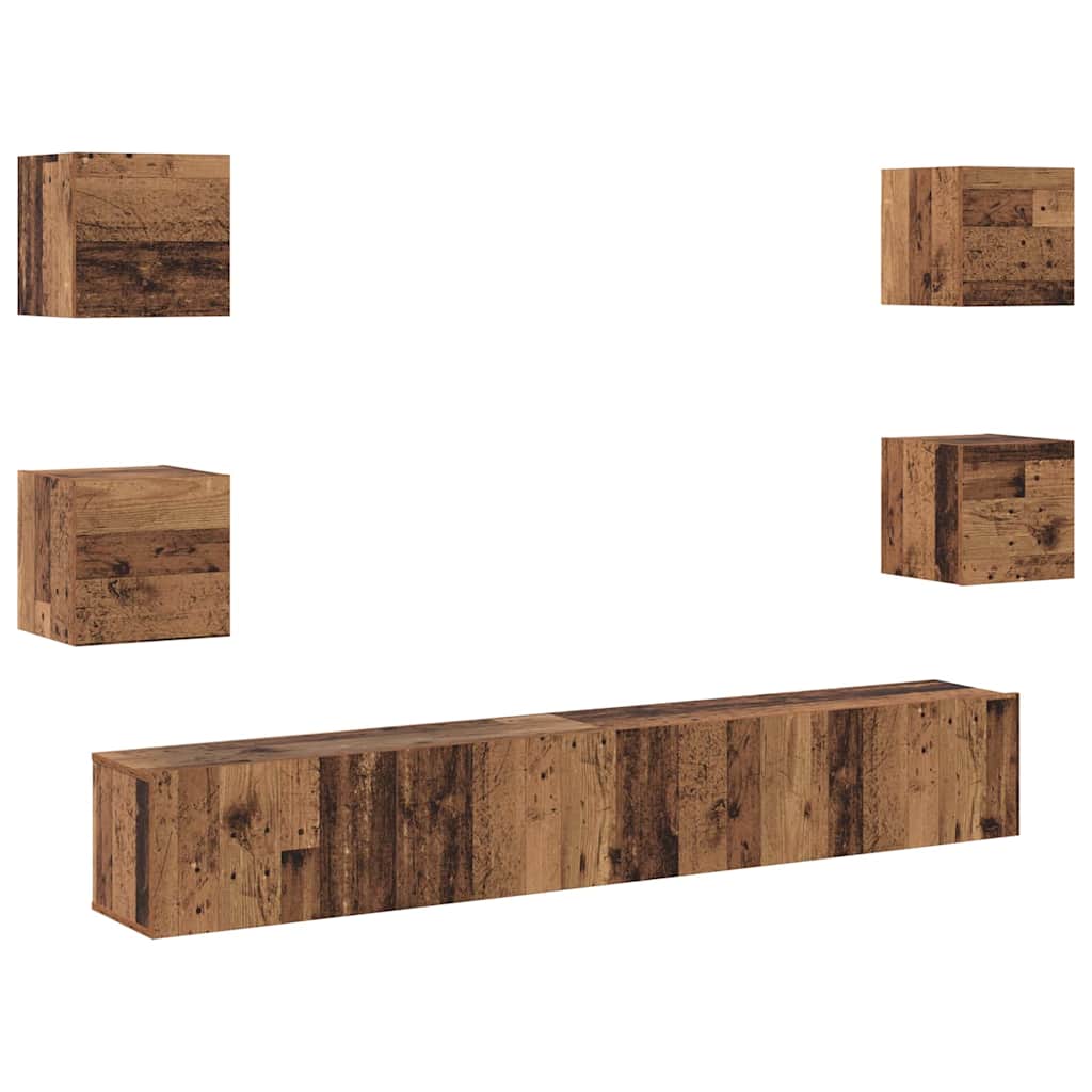 TV Cabinet 6 pcs Brown 200 x 30 x 30 cm Engineered wood