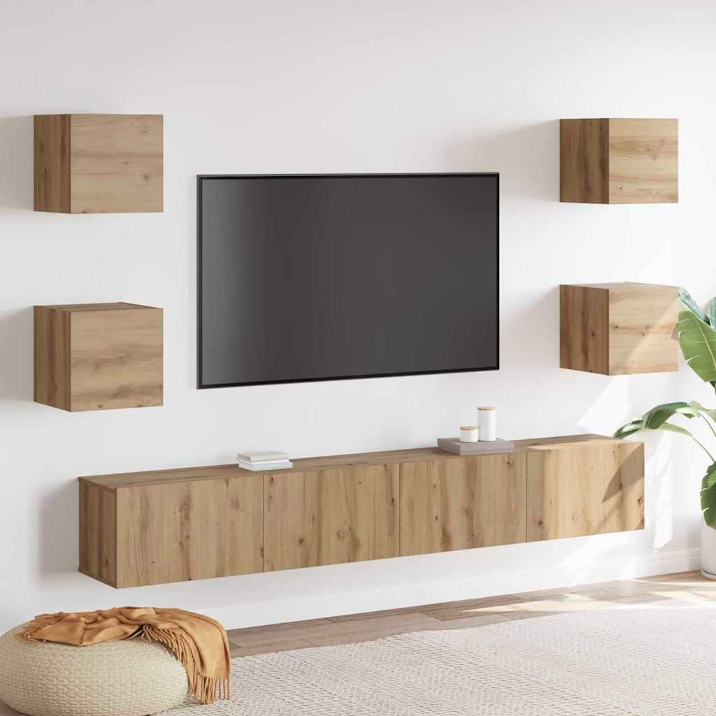 TV Cabinet 6 pcs Brown 200 x 30 x 30 cm Engineered wood