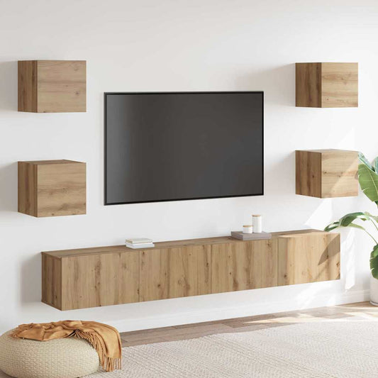 TV Cabinet 6 pcs Brown 200 x 30 x 30 cm Engineered wood
