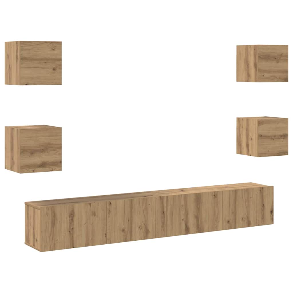 TV Cabinet 6 pcs Brown 200 x 30 x 30 cm Engineered wood