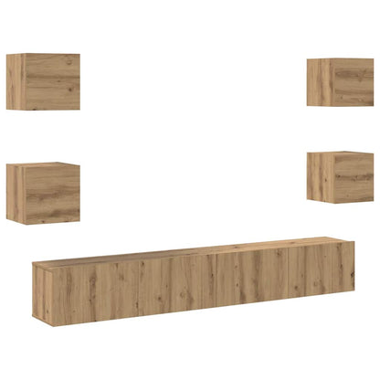 TV Cabinet 6 pcs Brown 200 x 30 x 30 cm Engineered wood