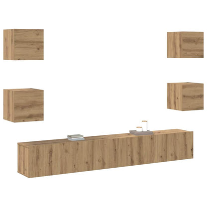 TV Cabinet 6 pcs Brown 200 x 30 x 30 cm Engineered wood