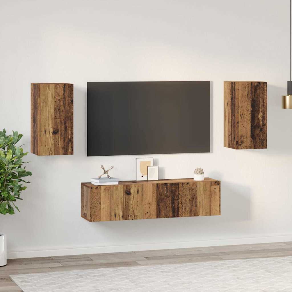 TV Cabinet Set 4 pcs Old wood 30.5 x 30 x 60 cm Engineered wood