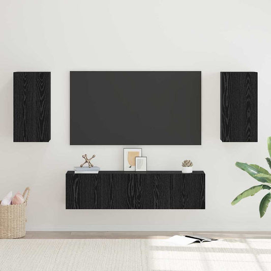 TV Cabinet Set 4 pcs Black oak Medium 30.5 x 30 x 60 cm