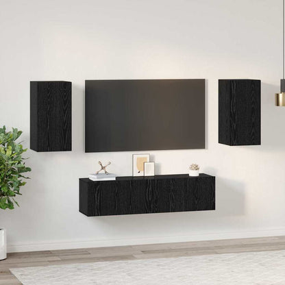 TV Cabinet Set 4 pcs Black oak Medium 30.5 x 30 x 60 cm