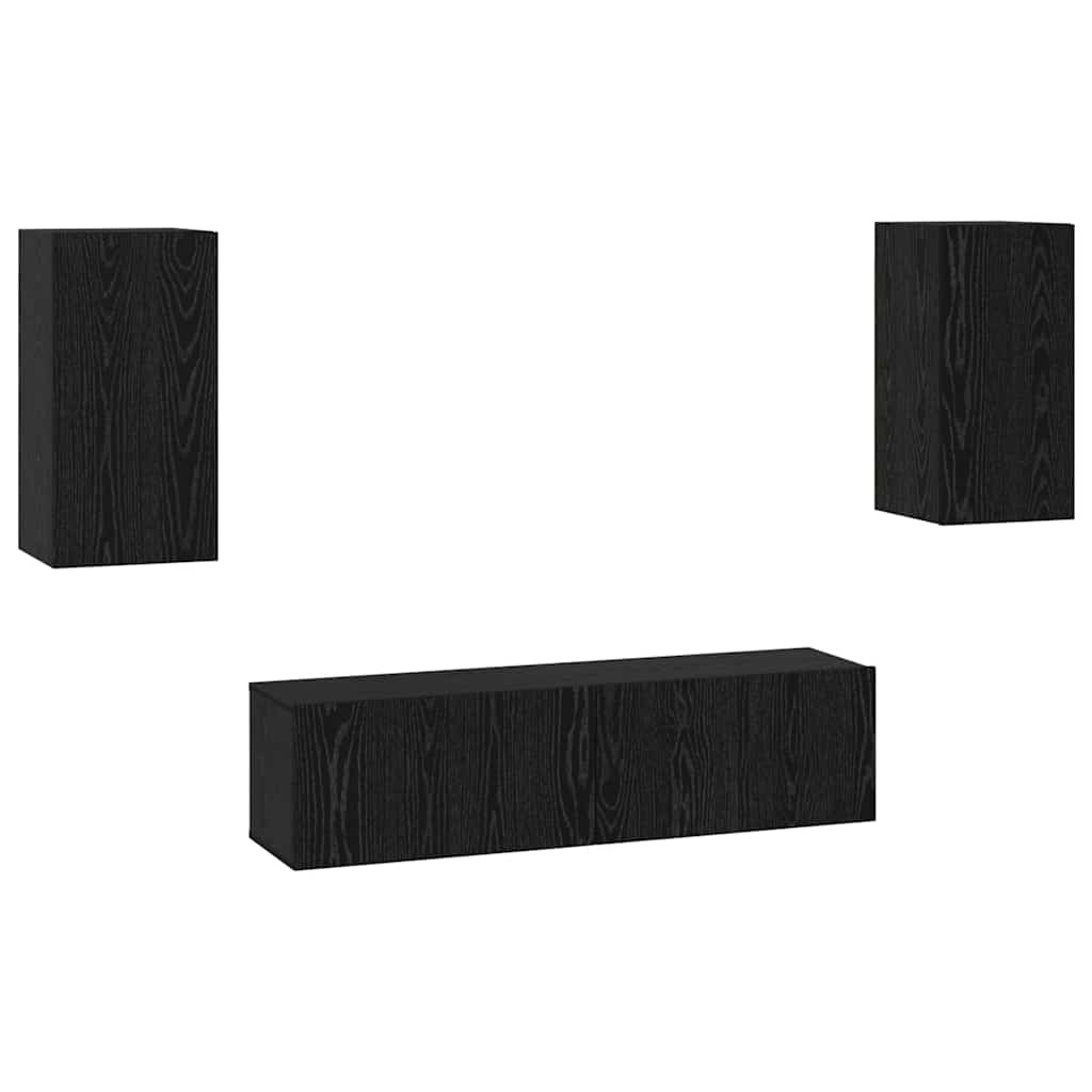 TV Cabinet Set 4 pcs Black oak Medium 30.5 x 30 x 60 cm