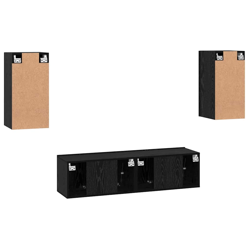 TV Cabinet Set 4 pcs Black oak Medium 30.5 x 30 x 60 cm