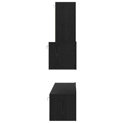 Wall TV Cabinet Wall-mounted 4 pcs Black Oak Engineered Wood
