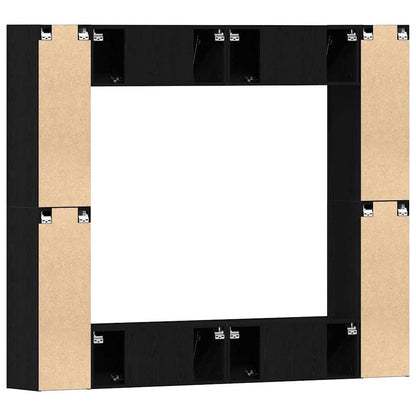 TV Cabinet Set 8 pcs Black oak Medium Engineered wood