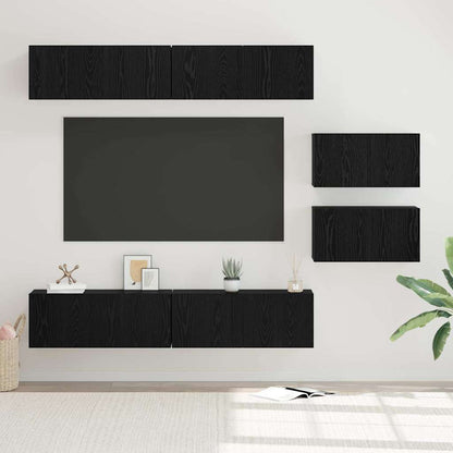TV Cabinet Set 6 pcs Black oak 80 x 30 x 30 cm Engineered wood