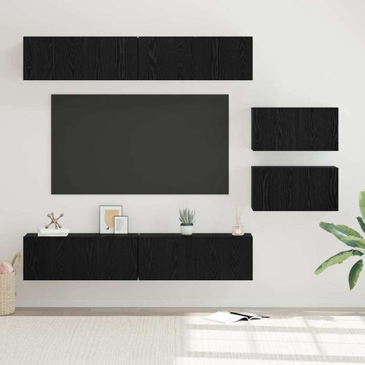 TV Cabinet Set 6 pcs Black oak 80 x 30 x 30 cm Engineered wood