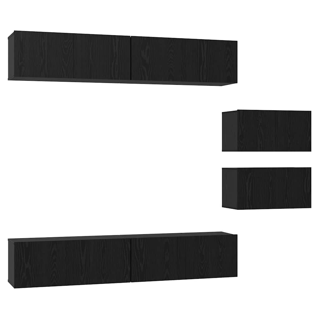 TV Cabinet Set 6 pcs Black oak 80 x 30 x 30 cm Engineered wood