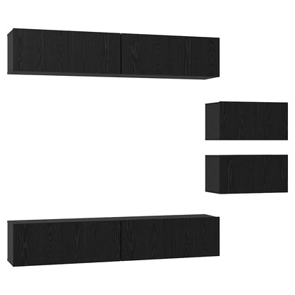TV Cabinet Set 6 pcs Black oak 80 x 30 x 30 cm Engineered wood