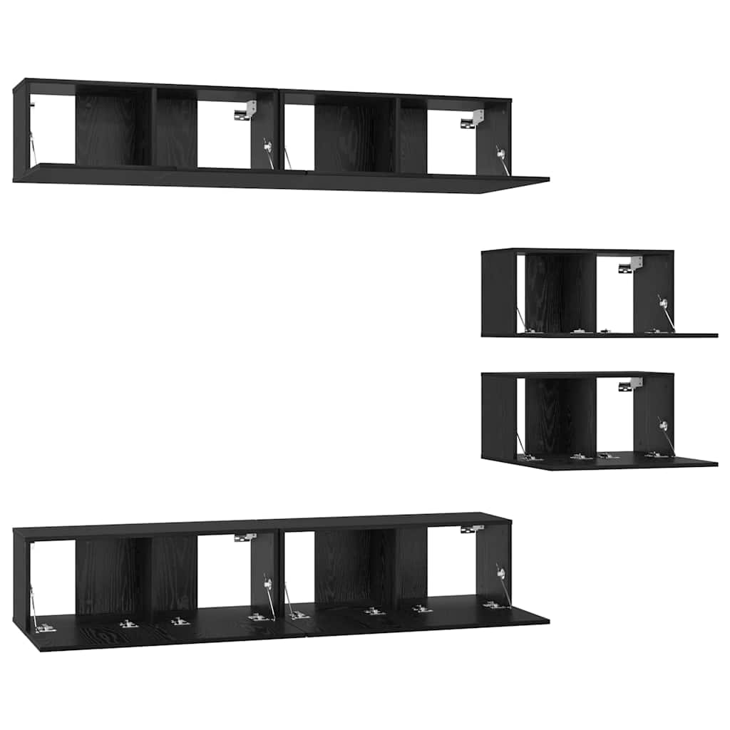 TV Cabinet Set 6 pcs Black oak 80 x 30 x 30 cm Engineered wood