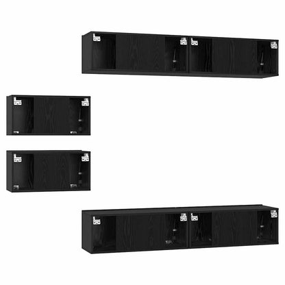 TV Cabinet Set 6 pcs Black oak 80 x 30 x 30 cm Engineered wood
