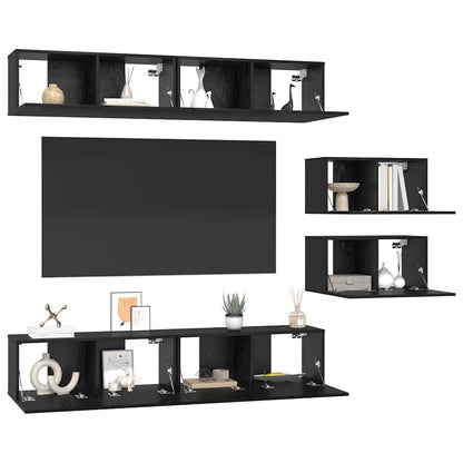 TV Cabinet Set 6 pcs Black oak 80 x 30 x 30 cm Engineered wood