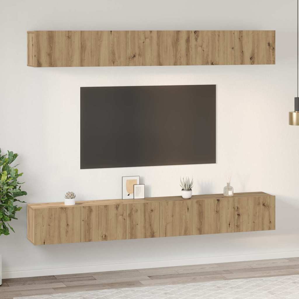 TV Cabinet Set Wall-mounted 6 pcs Artisan oak 80 x 30 x 30 cm