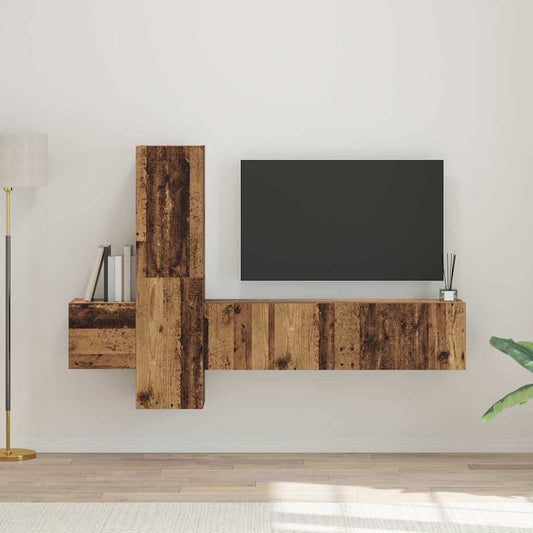 TV Cabinet Set 5 pcs Old wood 181 x 30 x 120 cm Engineered wood