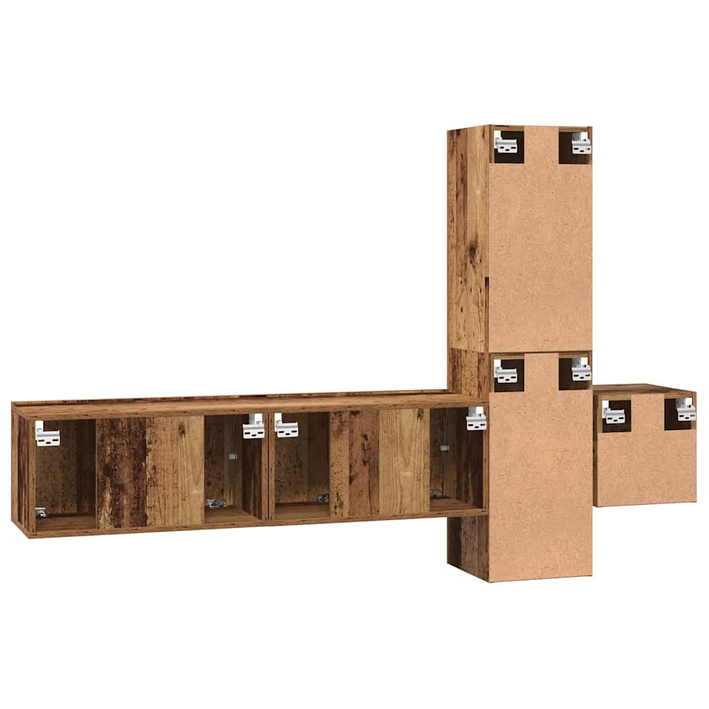 TV Cabinet Set 5 pcs Old wood 181 x 30 x 120 cm Engineered wood