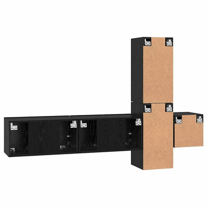 TV Cabinet Set Wall-mounted 5 pcs Black oak 181 x 30 x 120 cm