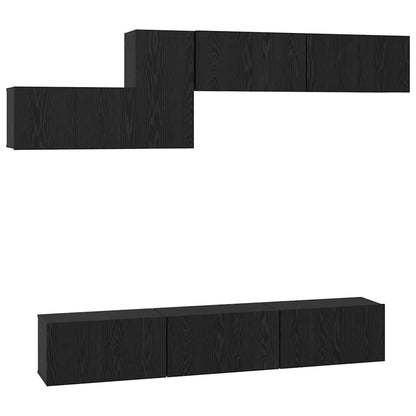 TV Cabinet Set 7 pcs Black oak 60 x 30 x 30 cm Engineered wood