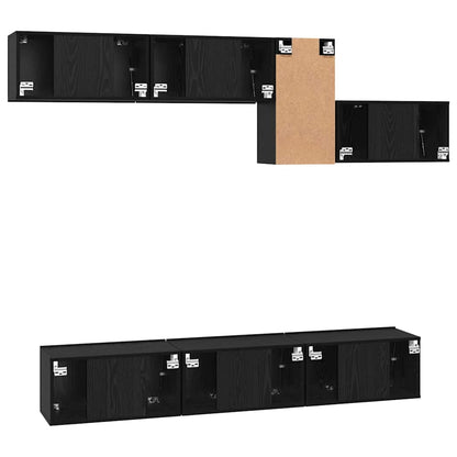 TV Cabinet Set 7 pcs Black oak 60 x 30 x 30 cm Engineered wood