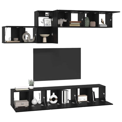TV Cabinet Set 7 pcs Black oak 60 x 30 x 30 cm Engineered wood