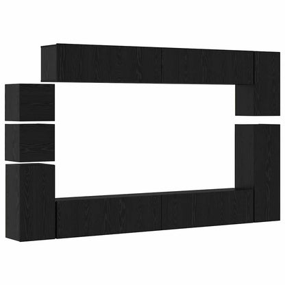 TV Cabinet Set Wall-mounted Black oak Engineered wood
