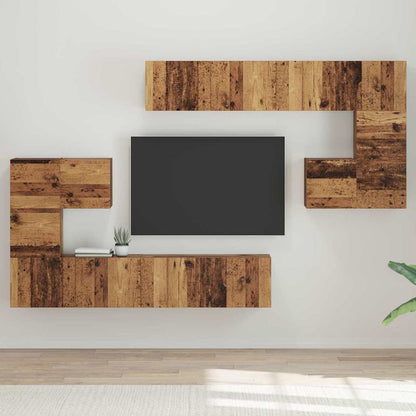 TV Cabinet Set 8 pcs Old wood Medium 30.5 x 30 x 30 cm