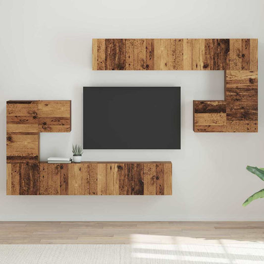 TV Cabinet Set 8 pcs Old wood Medium 30.5 x 30 x 30 cm