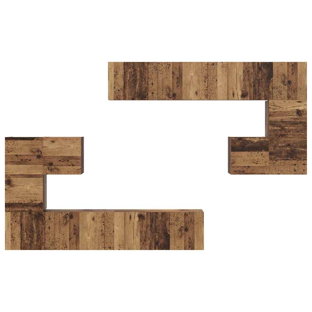 TV Cabinet Set 8 pcs Old wood Medium 30.5 x 30 x 30 cm