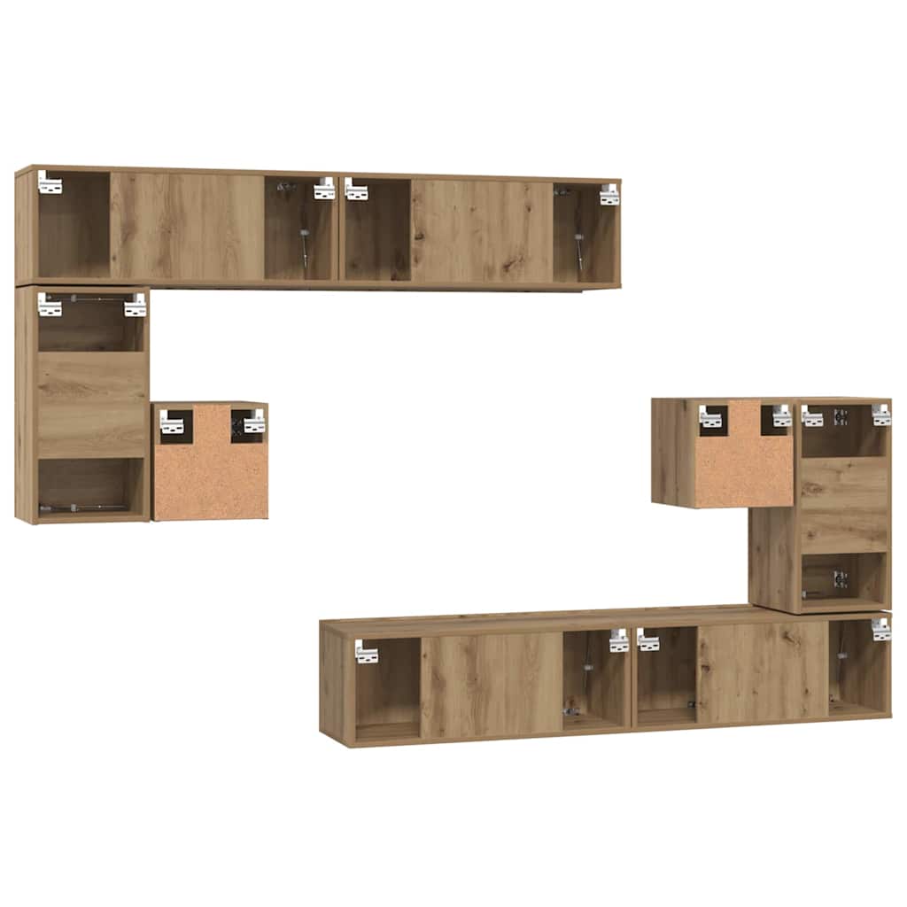 TV Cabinet Set Wall-mounted 8 pcs Artisan oak
