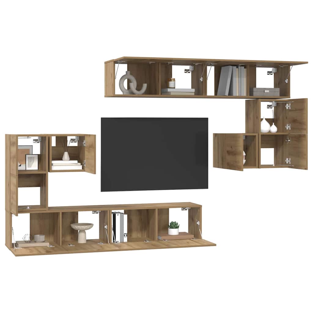 TV Cabinet Set Wall-mounted 8 pcs Artisan oak