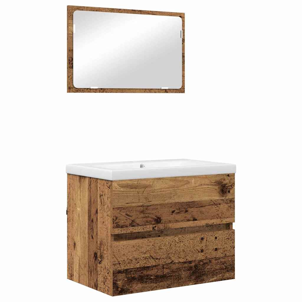 Bathroom Furniture Set 3 pcs Old wood 60 x 38.5 x 45 cm