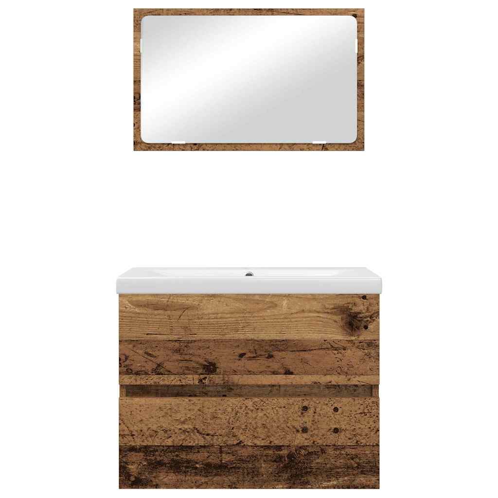 Bathroom Furniture Set 3 pcs Old wood 60 x 38.5 x 45 cm