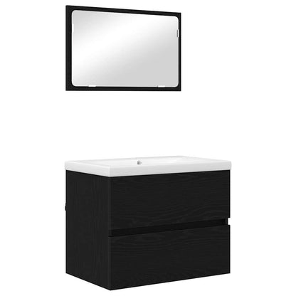 Bathroom Furniture Set 3 pcs Black oak 60 x 38.5 x 45 cm