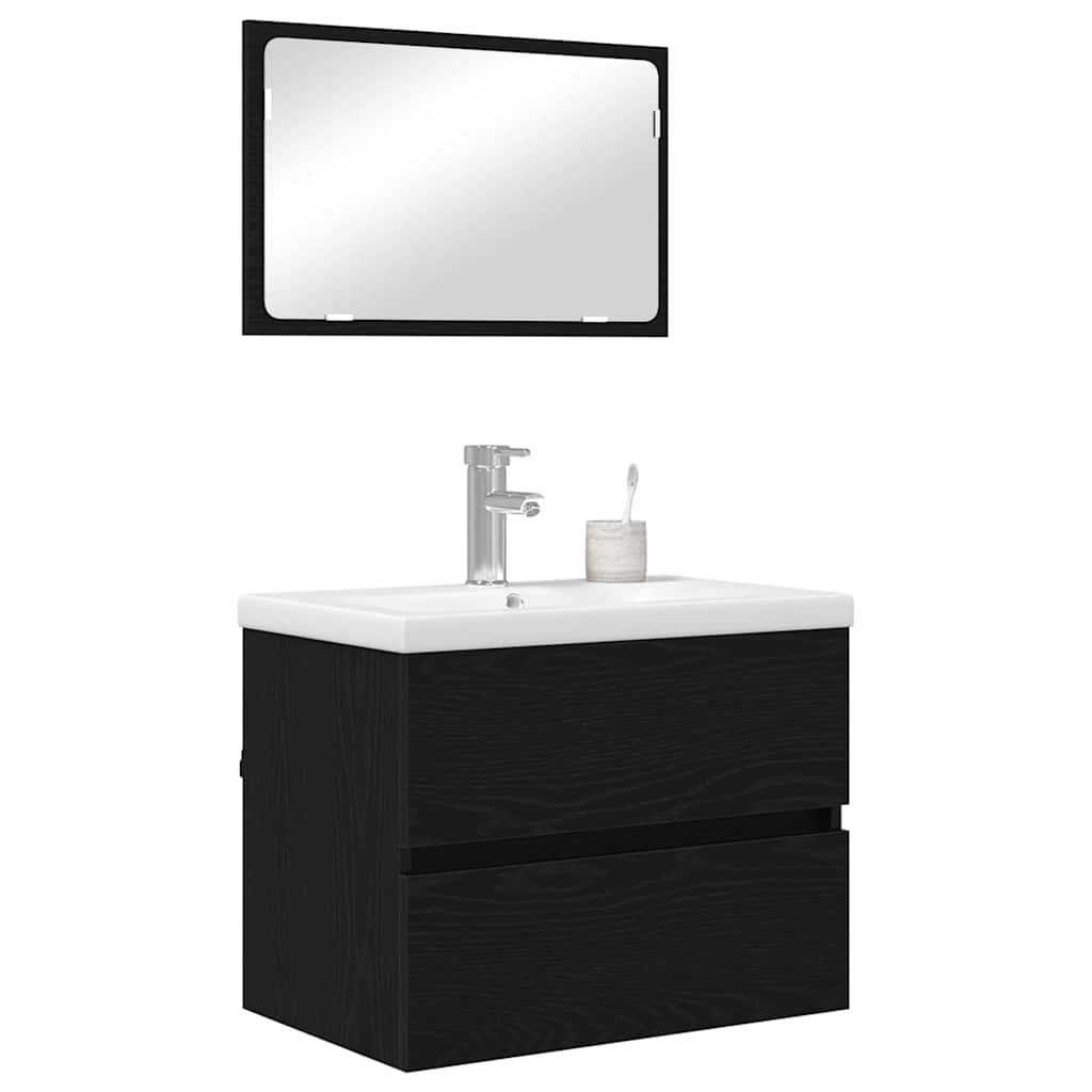 Bathroom Furniture Set 3 pcs Black oak 60 x 38.5 x 45 cm
