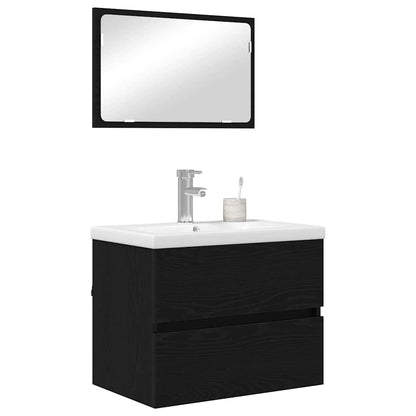 Bathroom Furniture Set 3 pcs Black oak 60 x 38.5 x 45 cm