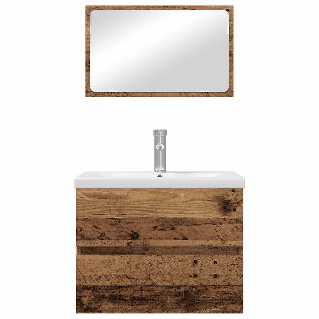 Bathroom Furniture Set 3 pcs Old wood 60 x 38.5 x 45 cm
