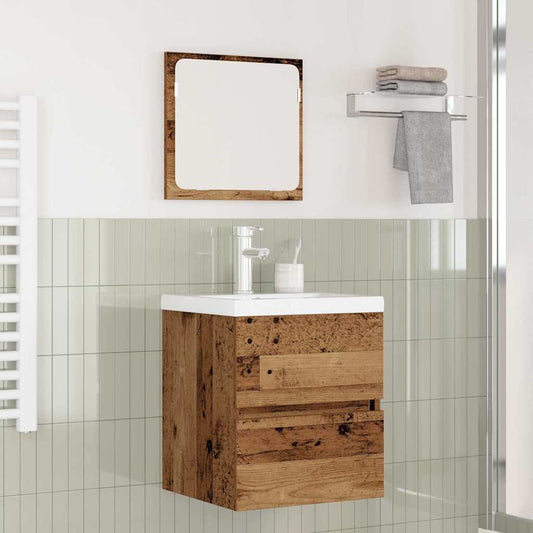 Bathroom Furniture Set 3 pcs Old wood and White Medium
