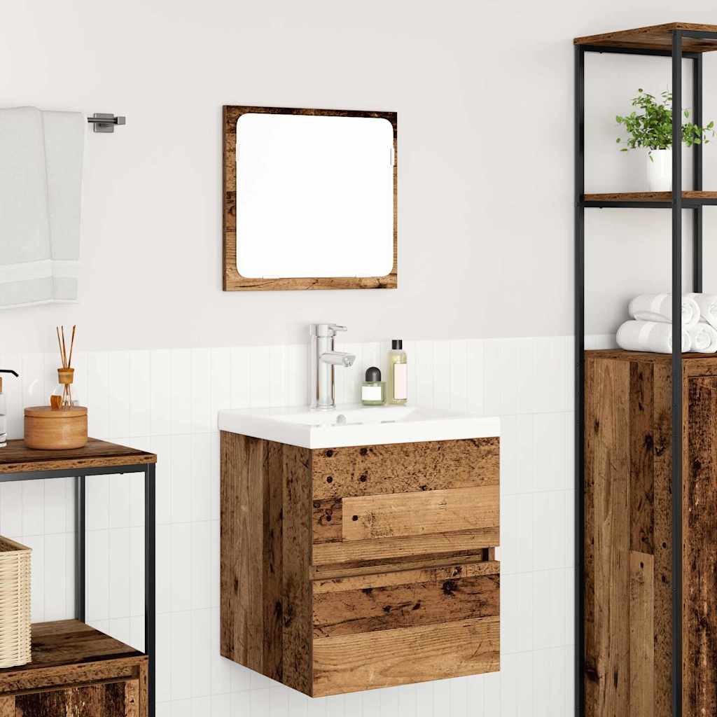 Bathroom Furniture Set 3 pcs Old wood and White Medium