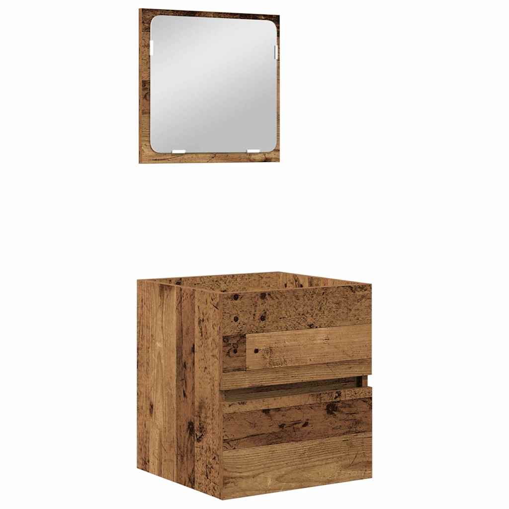 Bathroom Furniture Set 3 pcs Old wood and White Medium