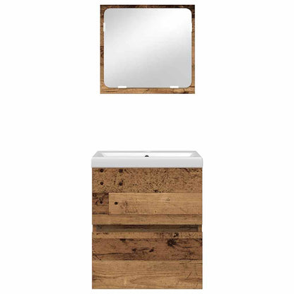 Bathroom Furniture Set 3 pcs Old wood and White Medium