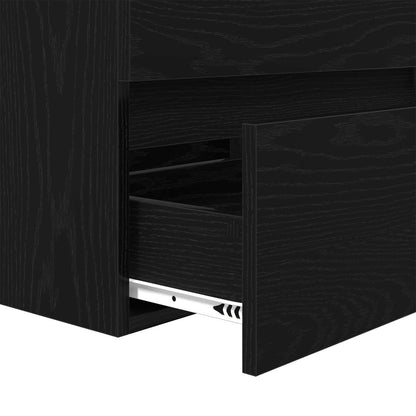 Bathroom Furniture Set with Drawer 2 pcs Black Oak and White