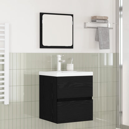 Bathroom Furniture Set with Drawer 2 pcs Black Oak and White