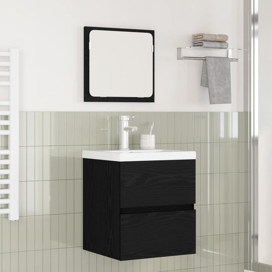 Bathroom Furniture Set with Drawer 2 pcs Black Oak and White