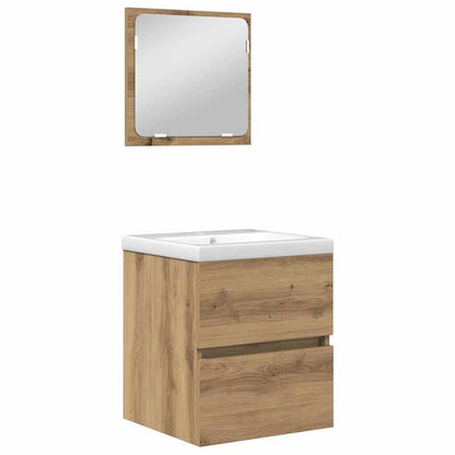 Bathroom Furniture Set 3 pcs Black oak and White Standard