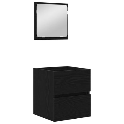 Bathroom Furniture Set with Drawer 2 pcs Black Oak and White