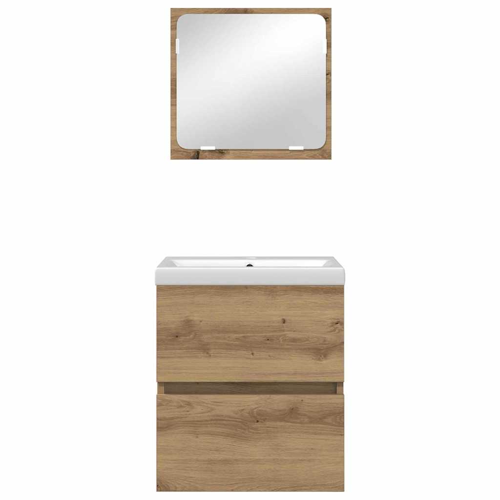 Bathroom Furniture Set 3 pcs Black oak and White Standard