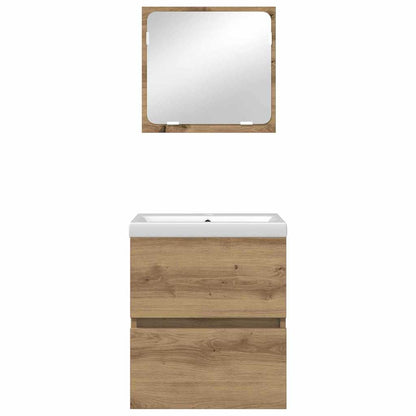 Bathroom Furniture Set 3 pcs Black oak and White Standard